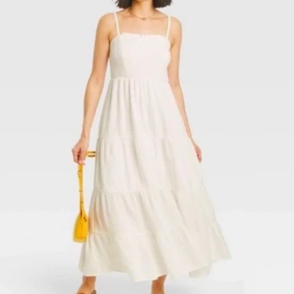 XL Maxi White Tiered Dress